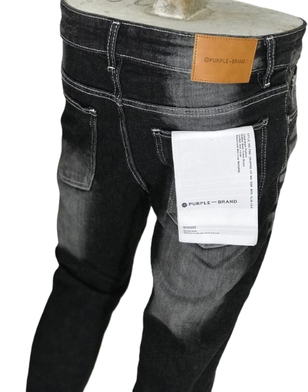 Men’s Black Distressed Slim Fit Jeans – Premium Washed Denim (Purple Brand Style)