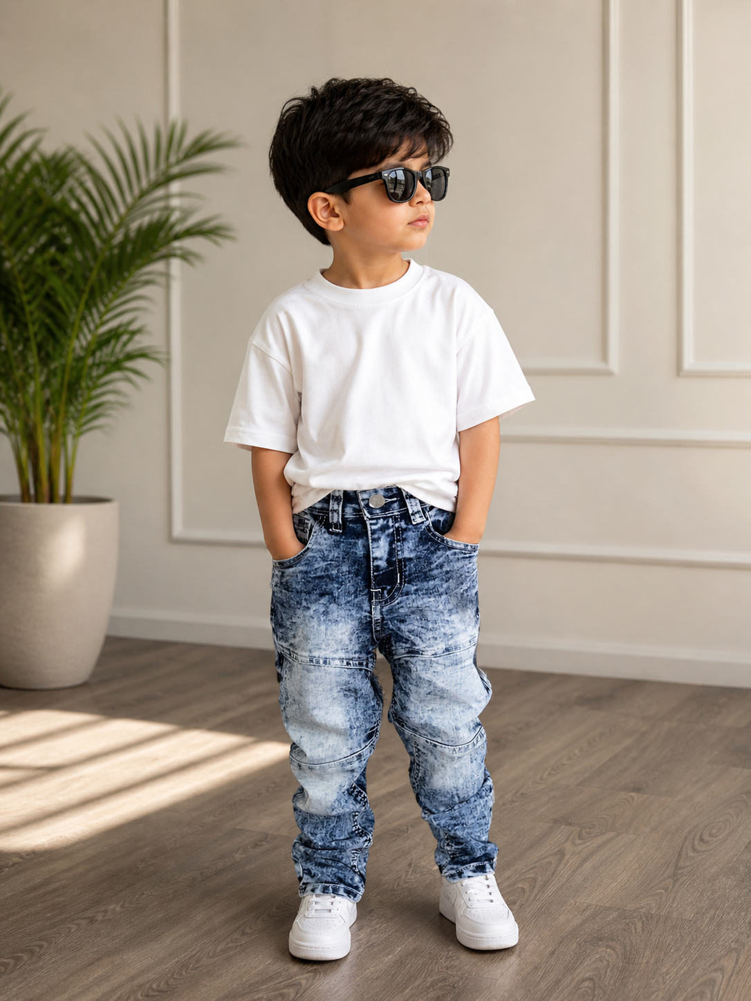 Kids Acid Wash Denim Jeans – Stylish Slim Fit Boys Pants (Ages 2–8 Years)