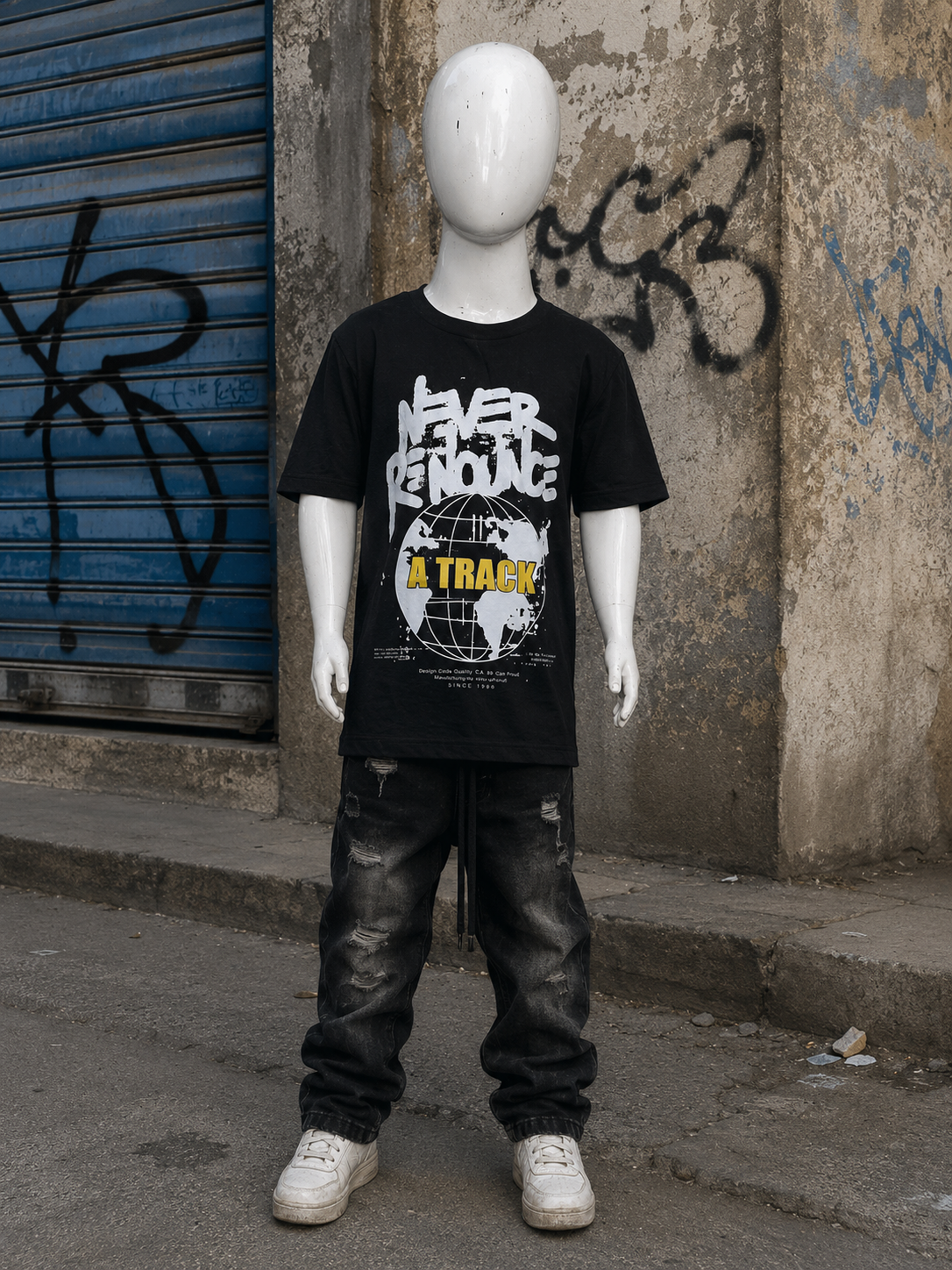 Kids Graphic Printed Half Sleeves T-Shirt – Never Renounce A Track