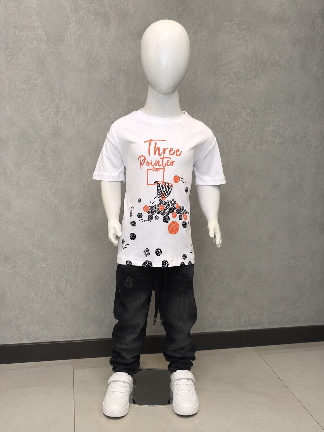Kids Three Pointer Basketball Graphic T-Shirt