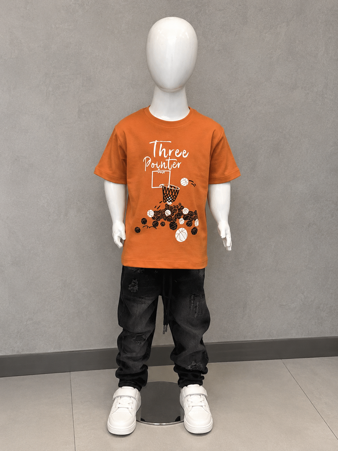 Kids Three Pointer Basketball Graphic T-Shirt