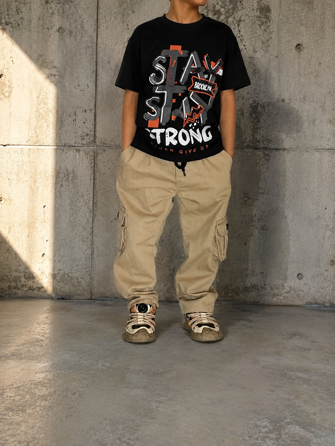 Kids Cargo Trousers (Beige) (1–5 Years)