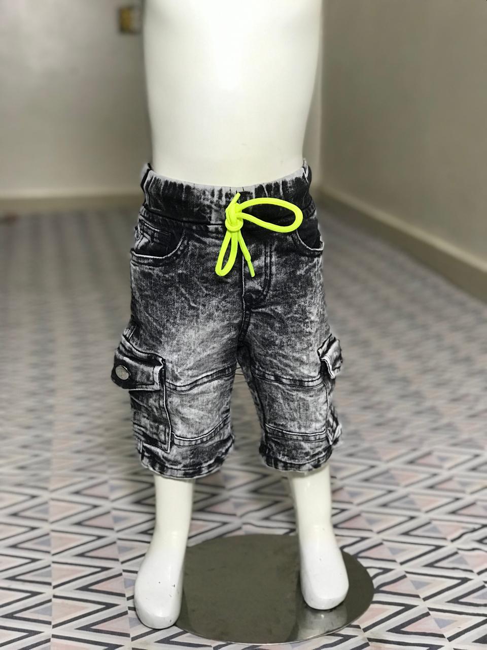 Kids Stretch Cargo Shorts (Blue & Black) (1–4 Years)