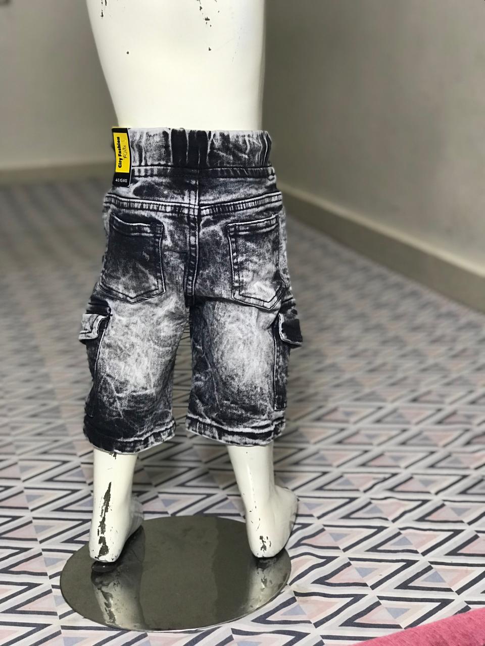 Kids Stretch Cargo Shorts (Blue & Black) (1–4 Years)