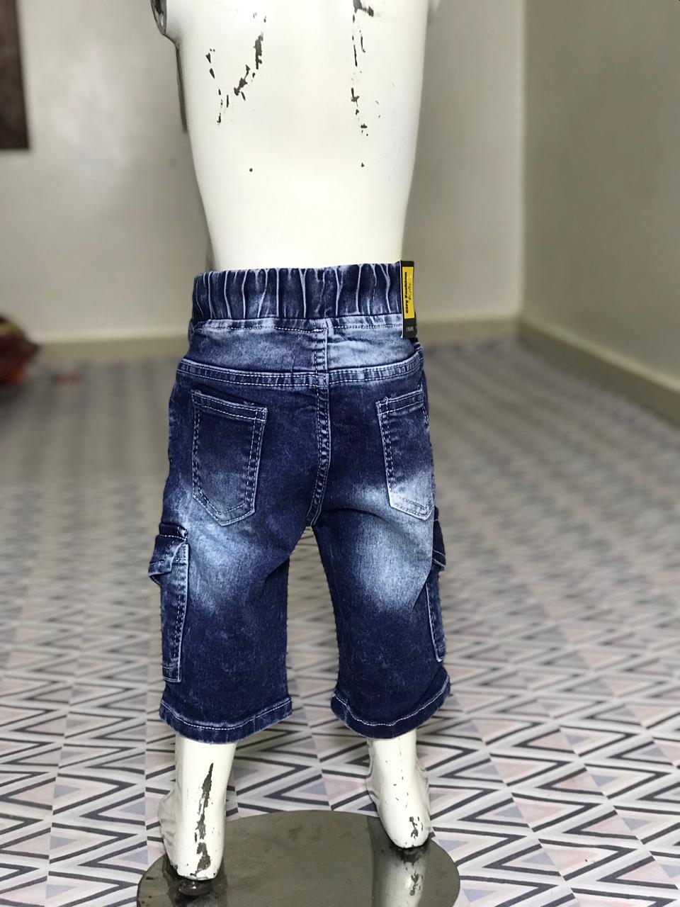 Kids Stretch Cargo Shorts (Blue & Black) (1–4 Years)