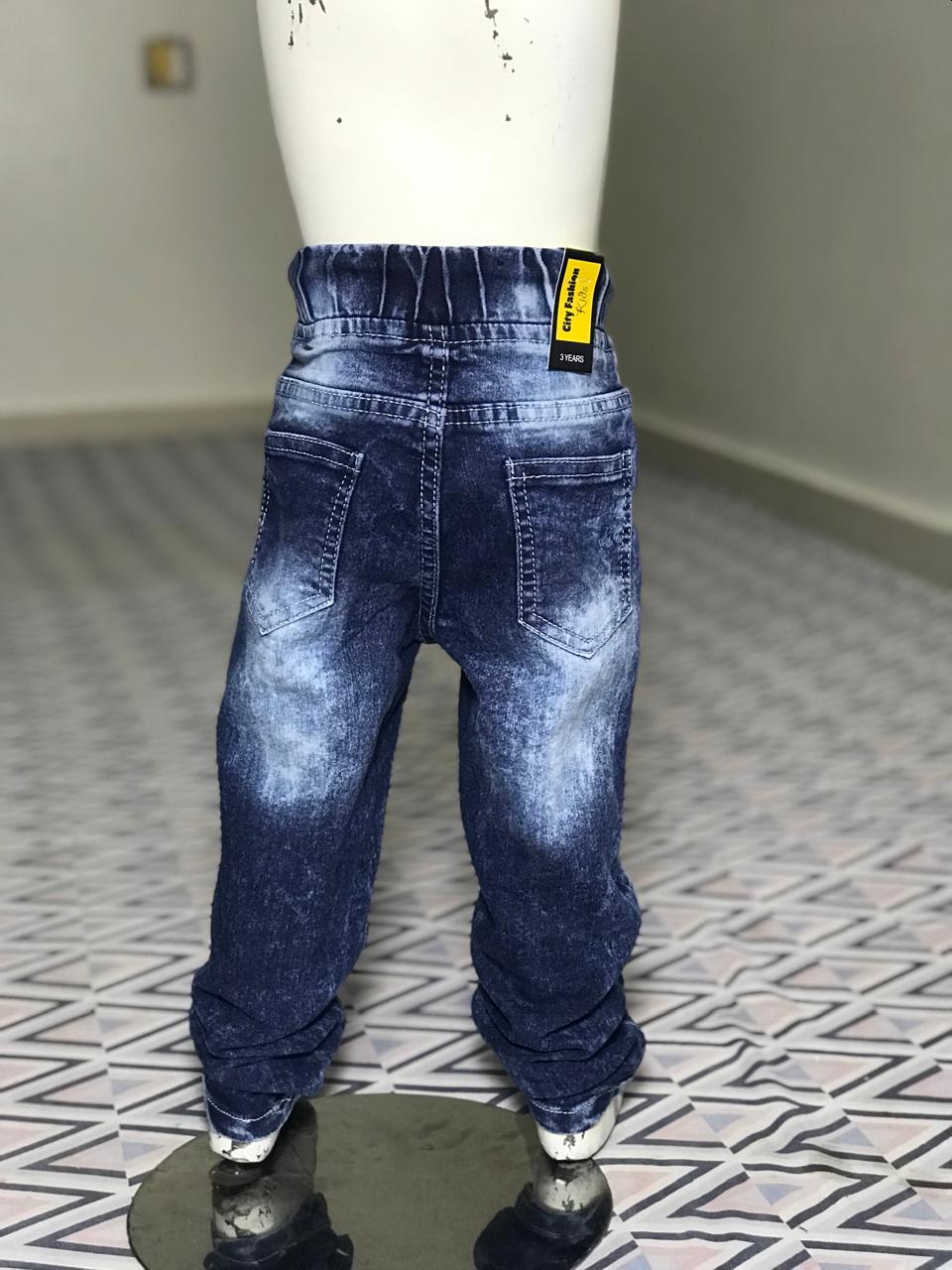 Kids Stylish Denim Jogger Jeans with Neon Drawstring