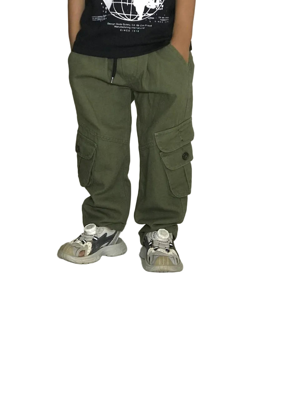 Kids Cargo Trousers (Army green) (1–5 Years)