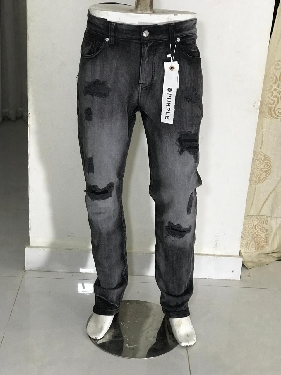 Black Distressed Jeans for Men-purple brand