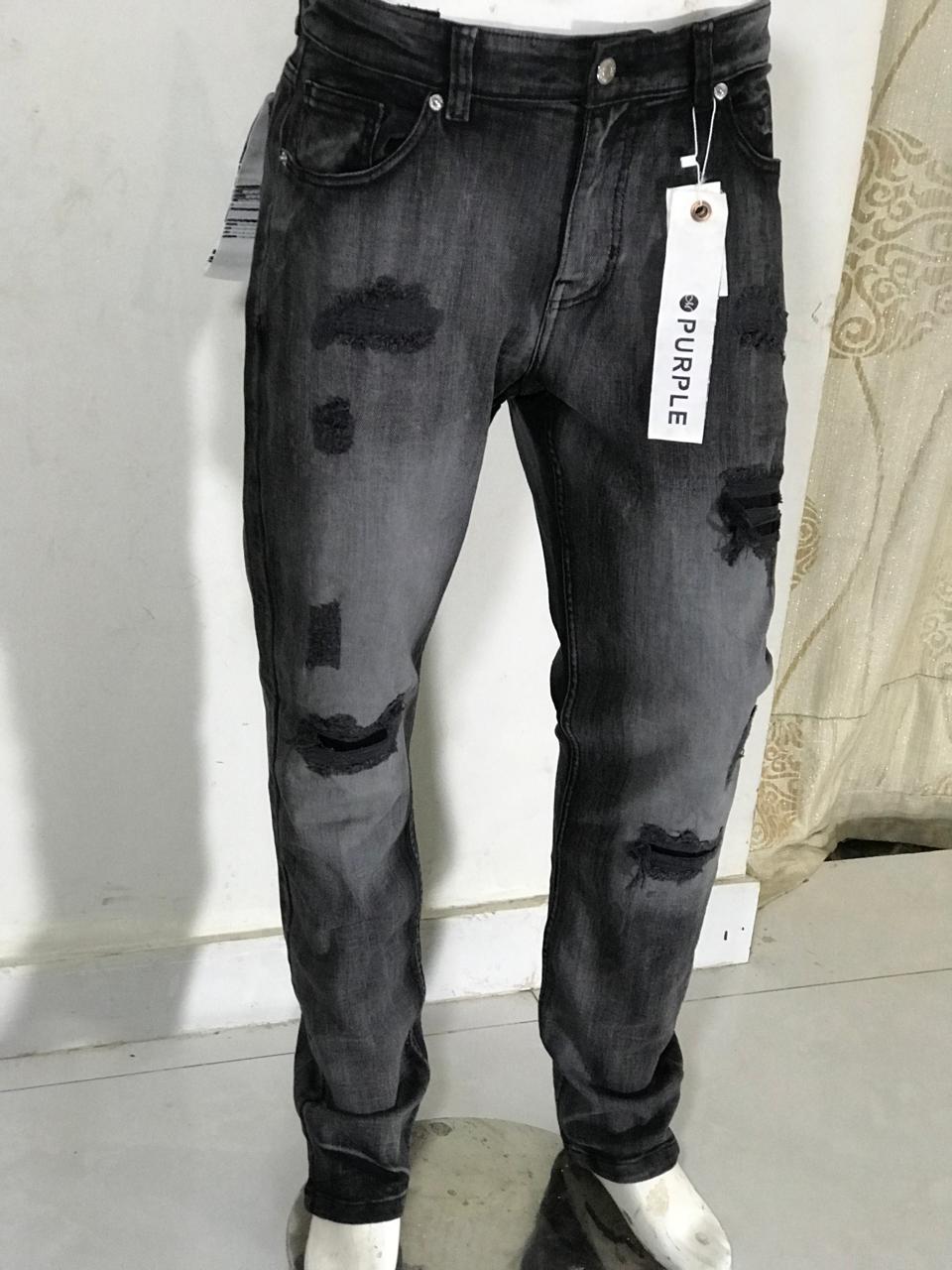 Black Distressed Jeans for Men-purple brand