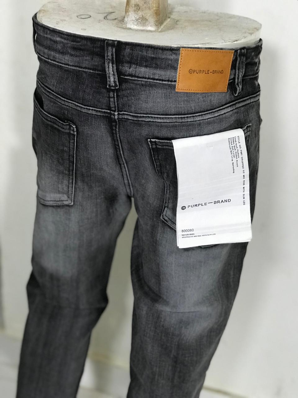 Black Distressed Jeans for Men-purple brand