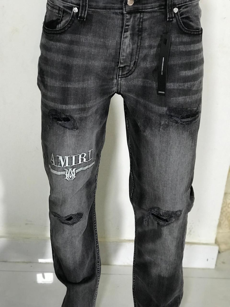 Men’s Distressed Black Slim Fit Jeans – AMIRI Style Streetwear Denim