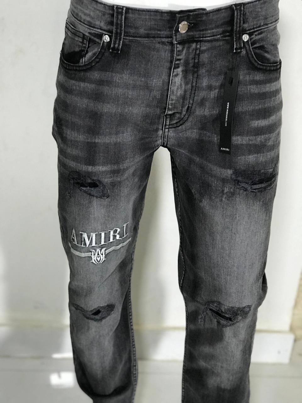 Men’s Distressed Black Slim Fit Jeans – AMIRI Style Streetwear Denim