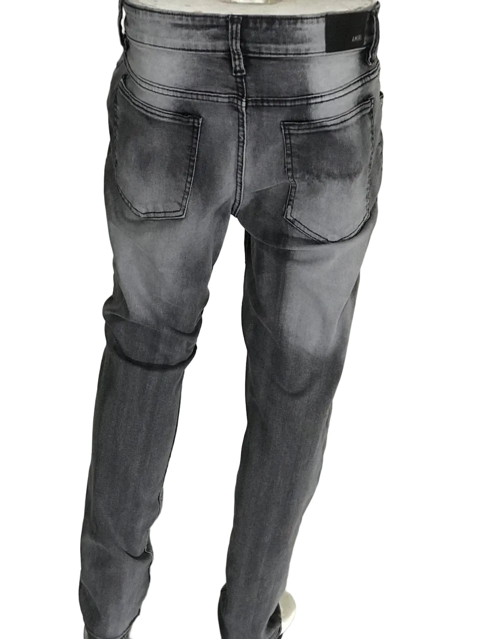 Men’s Grey Distressed Slim Fit Jeans – Premium Street Style Denim