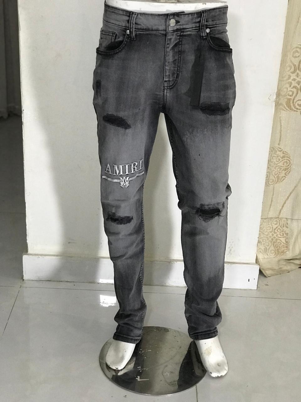 Men’s Grey Distressed Slim Fit Jeans – Premium Street Style Denim