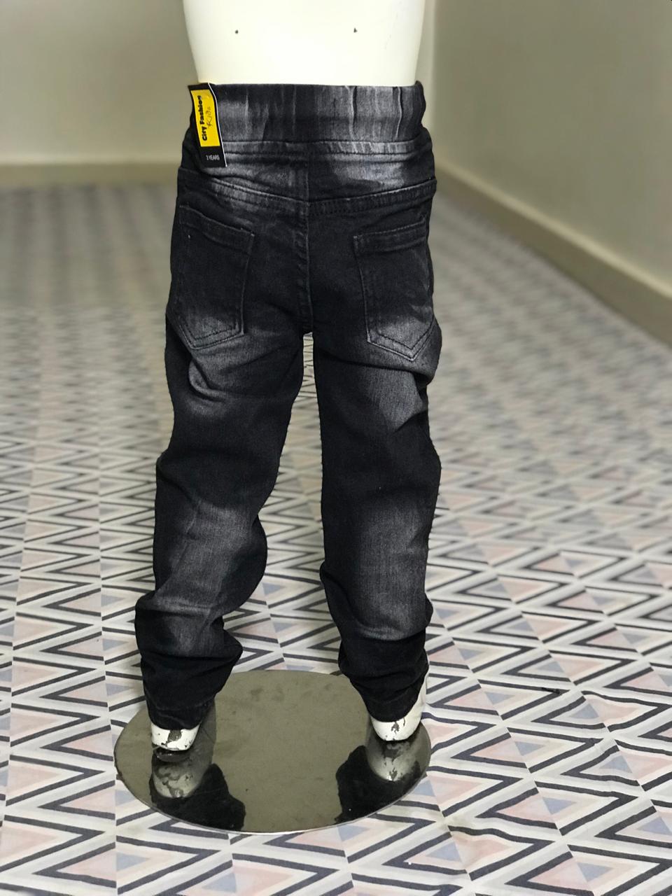Boys Black Elastic Waist Jeans – Comfortable Fit | Kids Casual Denim (1–4 Years)