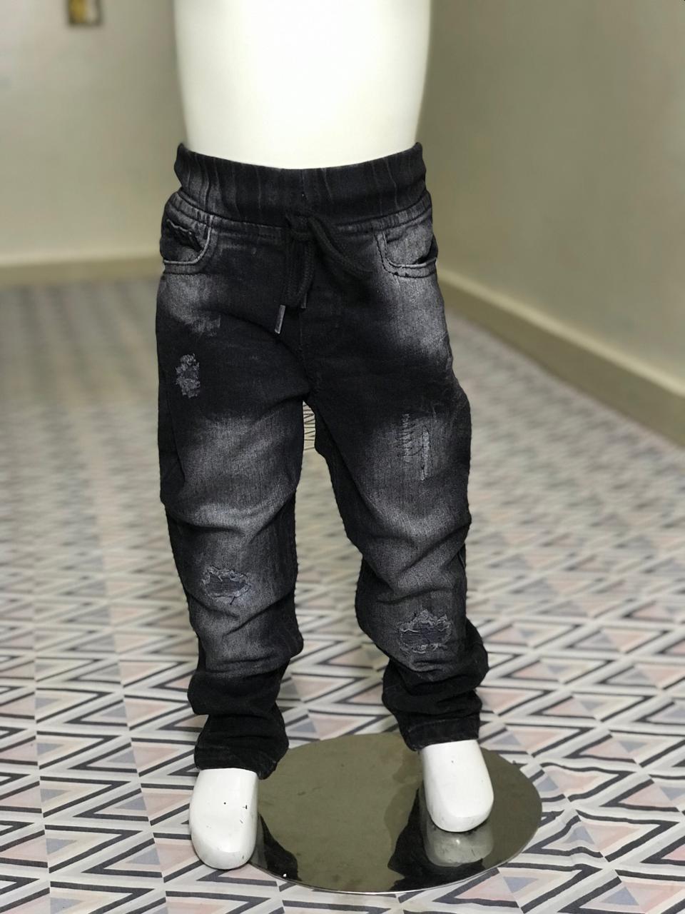 Boys Black Elastic Waist Jeans – Comfortable Fit | Kids Casual Denim (1–4 Years)