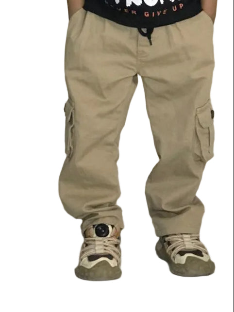 Kids Cargo Trousers (Beige) (1–5 Years)